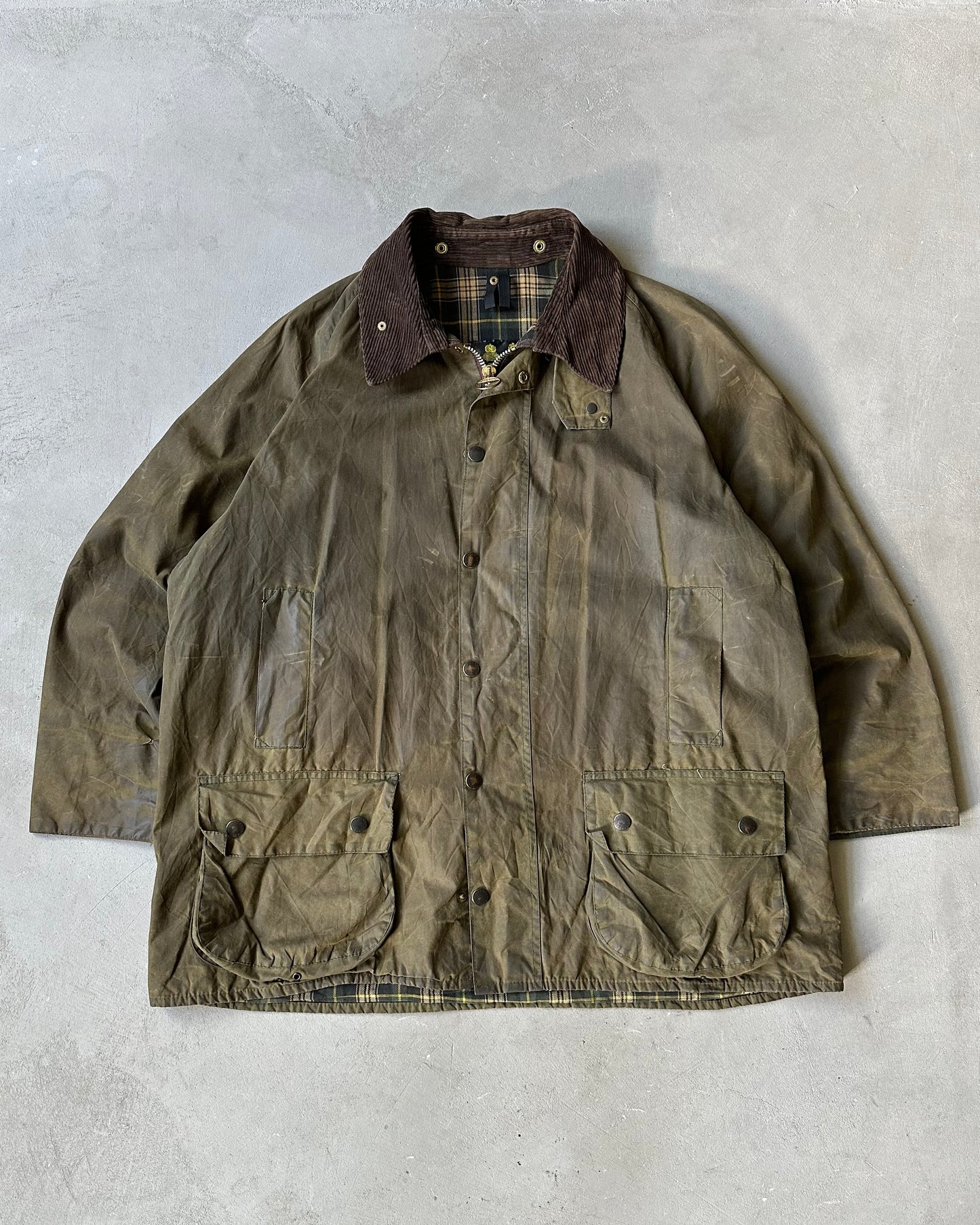 1990s - Distressed Green Barbour Beaufort Jacket - 50