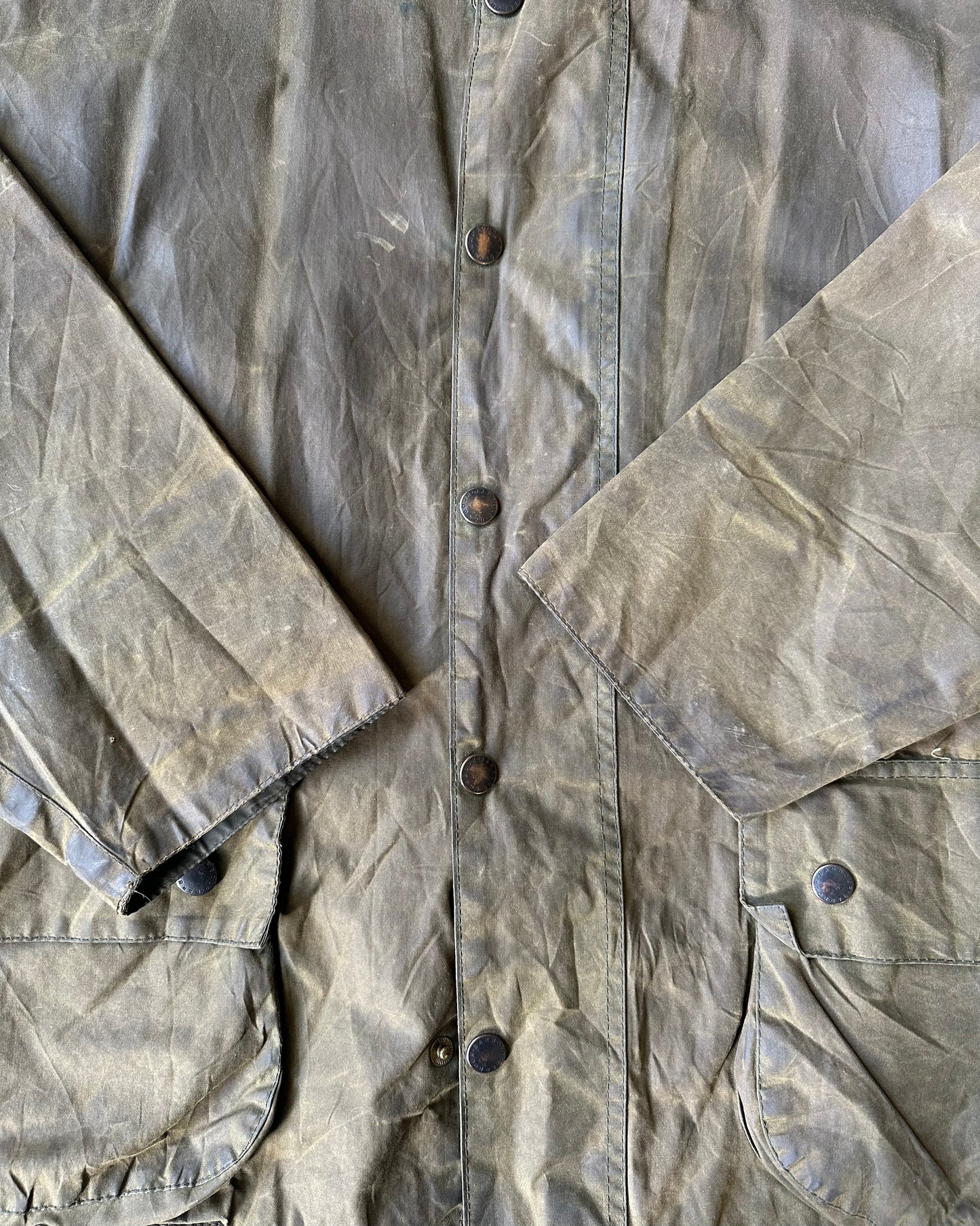 1990s - Distressed Green Barbour Beaufort Jacket - 50