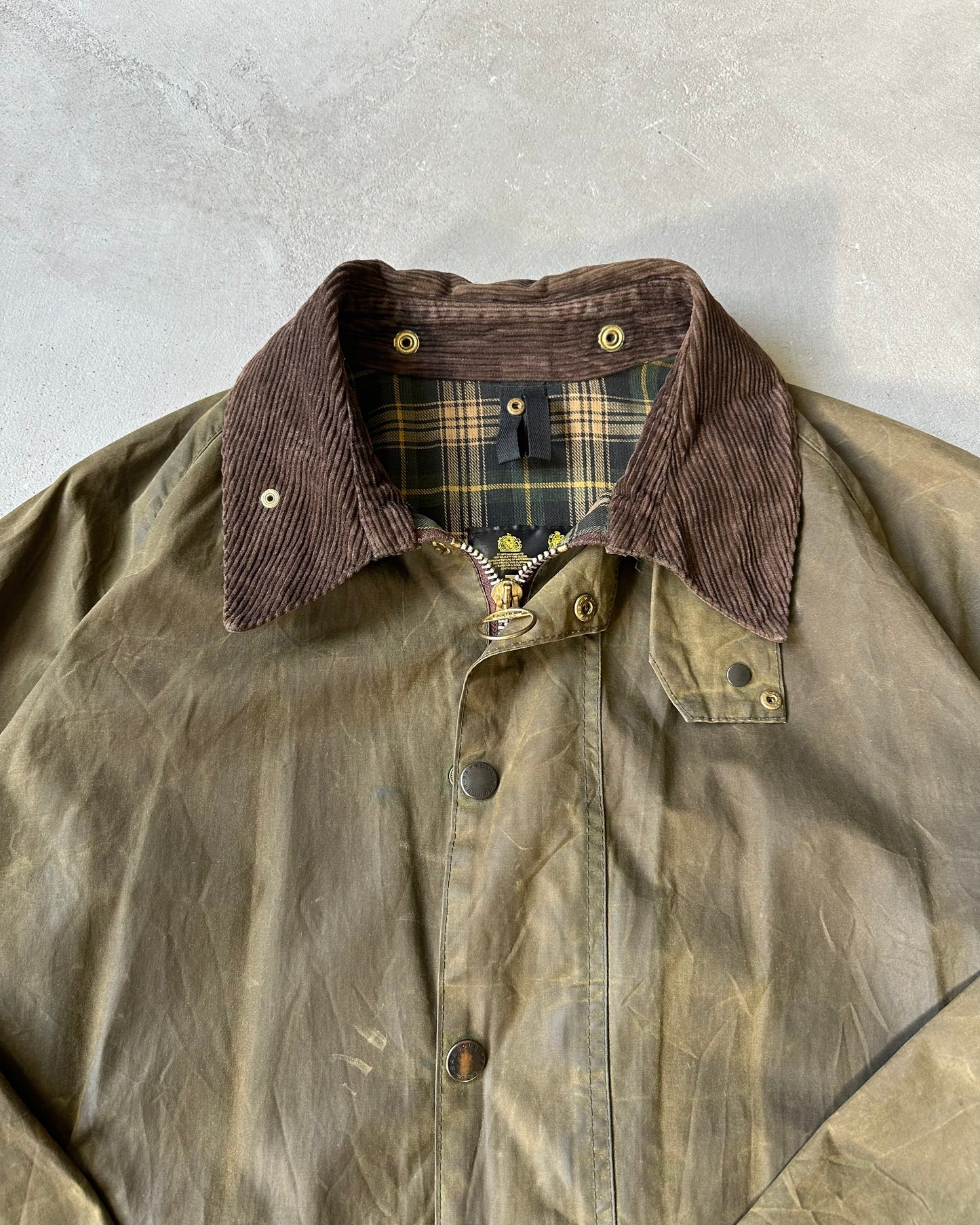 1990s - Distressed Green Barbour Beaufort Jacket - 50