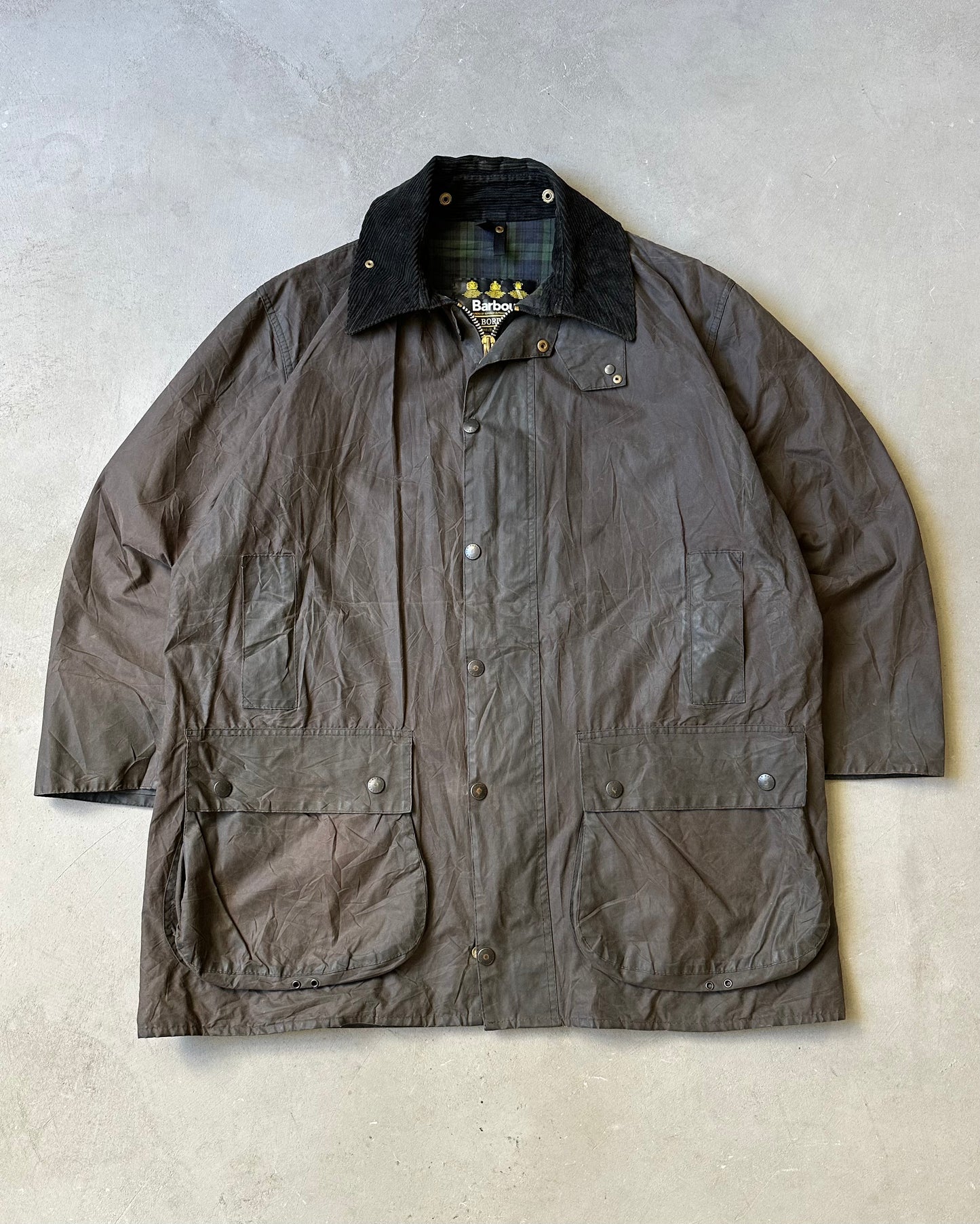 Années 2000 - Veste Barbour Border Noire Délavée - 46