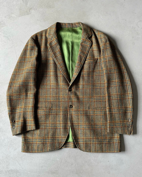 1980s - Brown/Navy Plaid Wool Blazer - 44