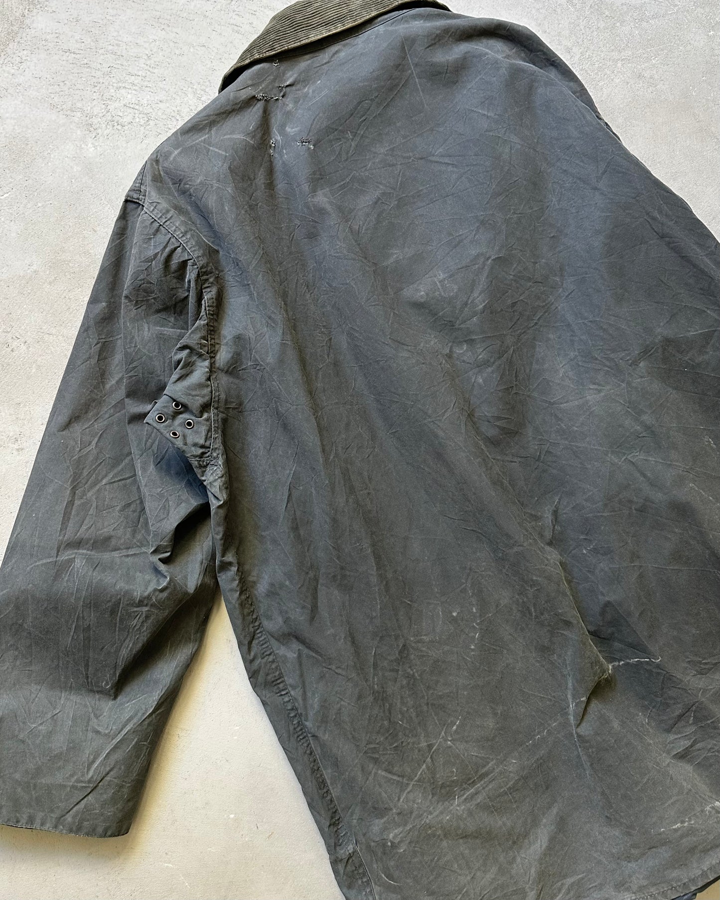 1990s - Distressed Dark Navy Barbour Border Jacket - 46