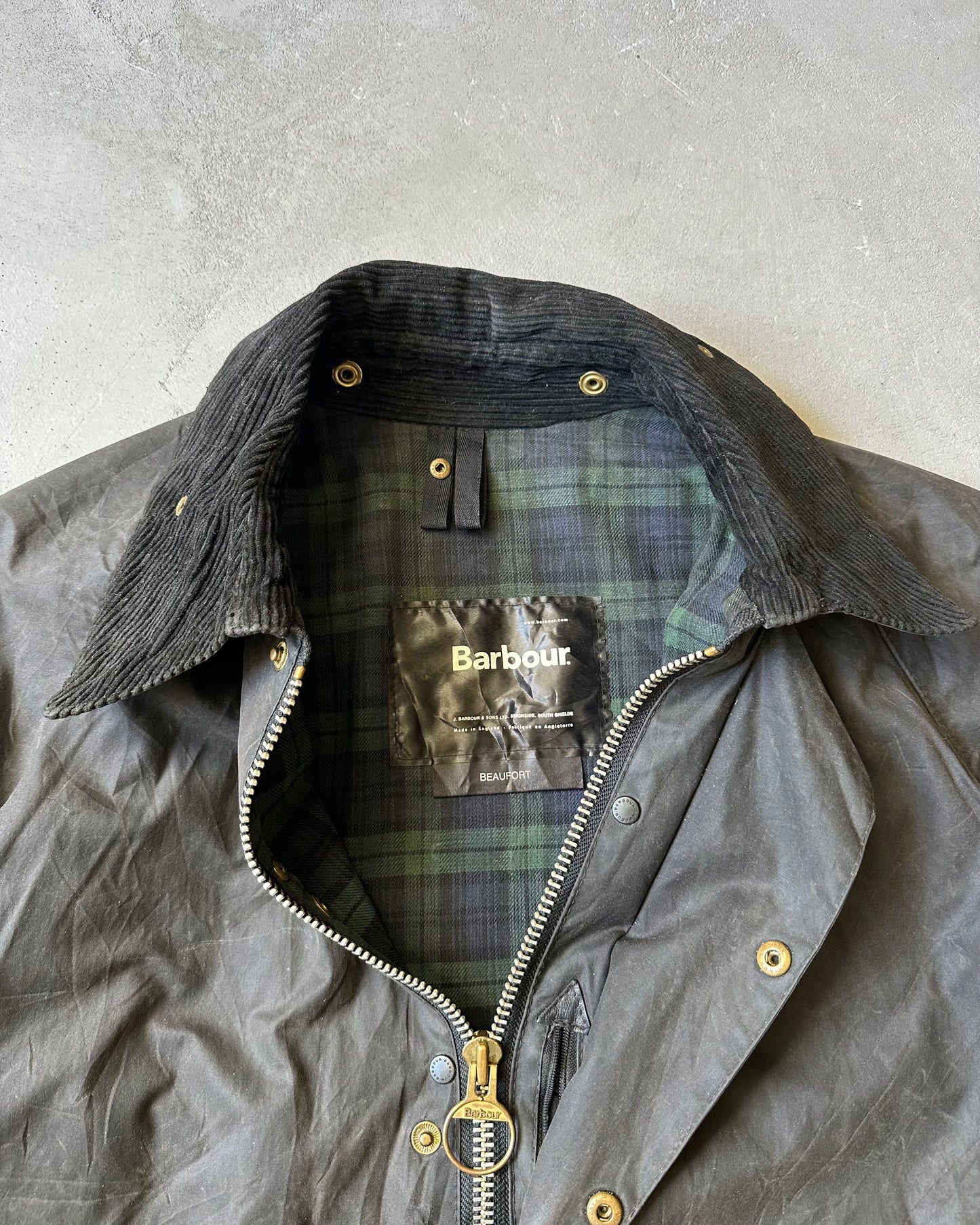 Années 2000 - Veste Barbour Beaufort noire délavée - Taille 42