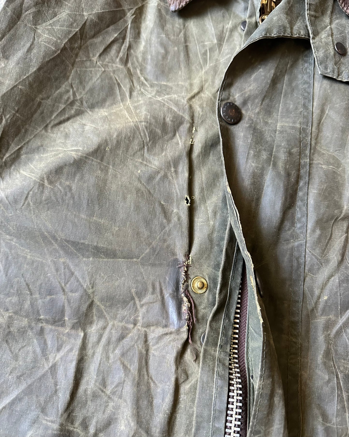 1980s - Distressed Green Barbour Border Jacket - 44