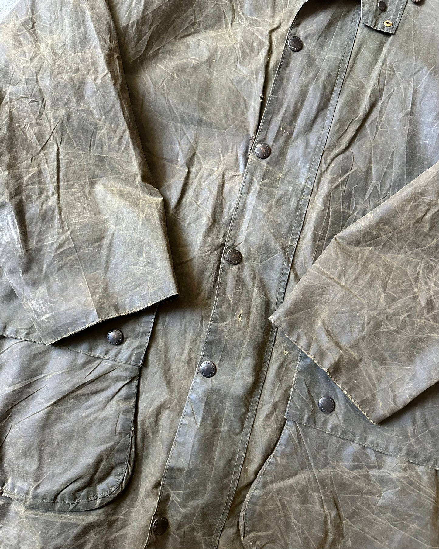 1980s - Distressed Green Barbour Border Jacket - 44