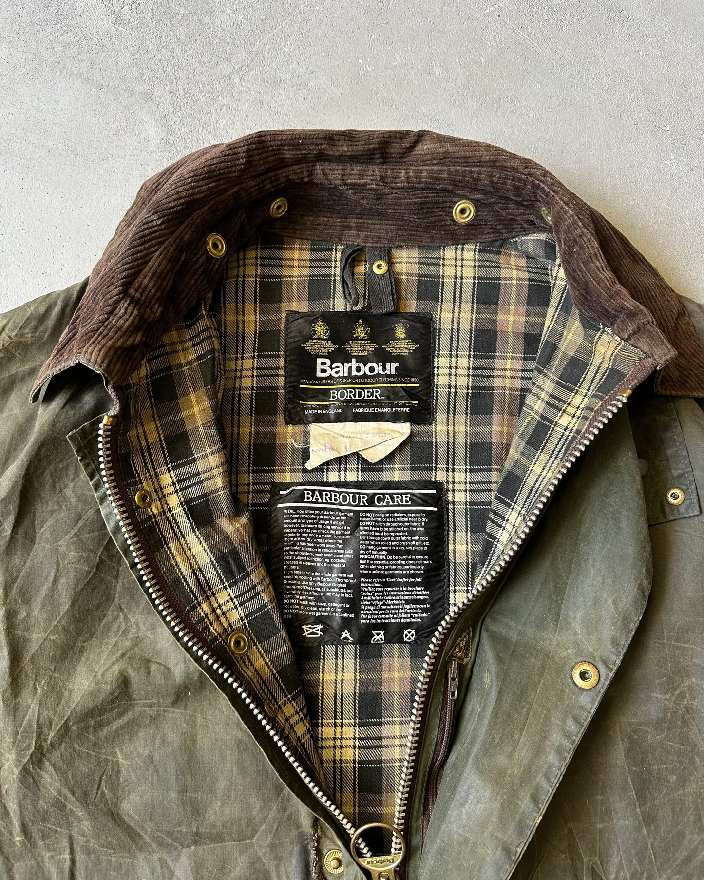 1980s - Distressed Green Barbour Border Jacket - 44