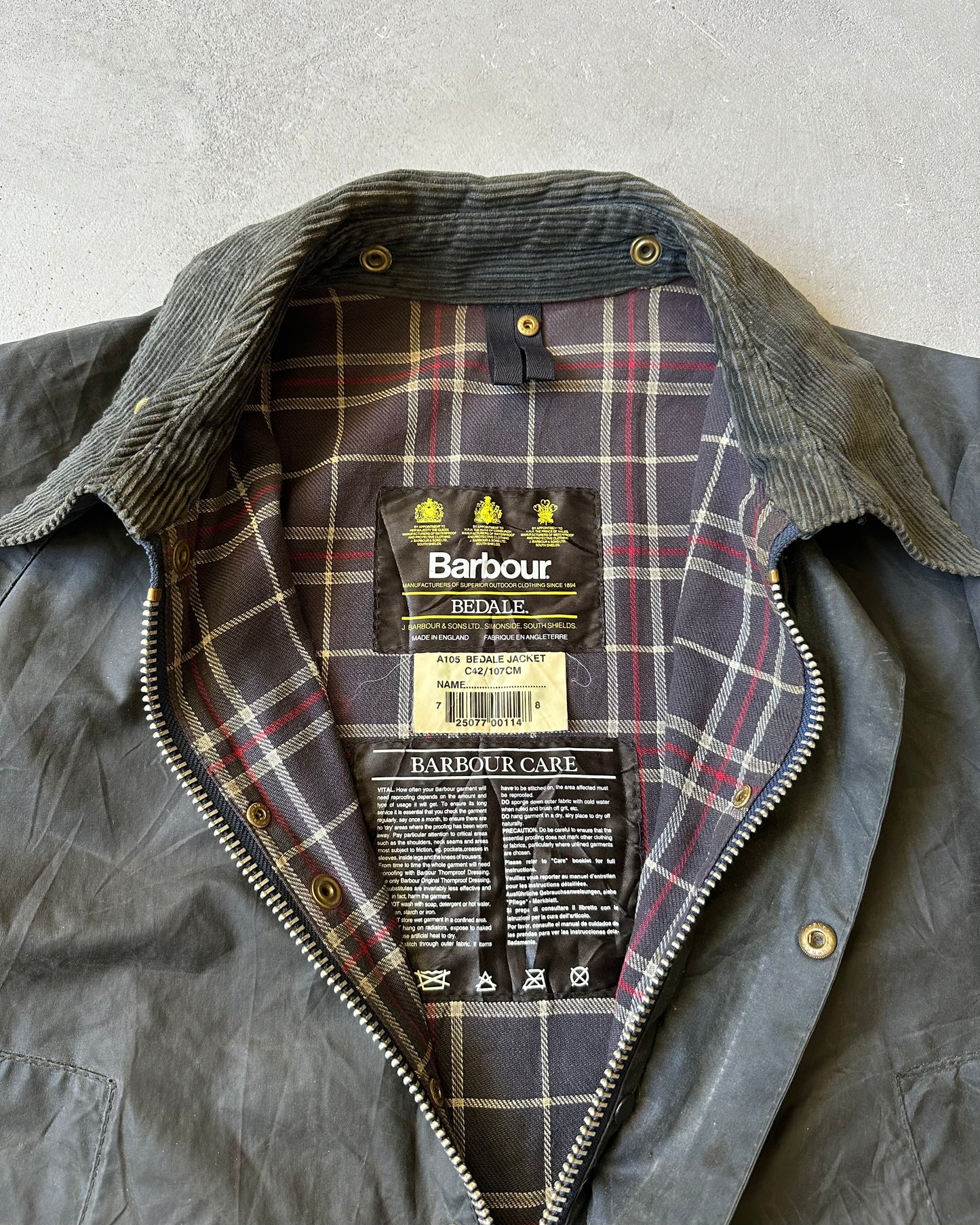 1990s - Dark Navy Barbour Bedale Jacket - 42