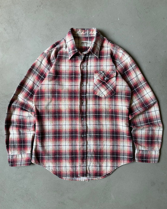 1970s - Light Red/Black Plaid Shadow Flannel - XS