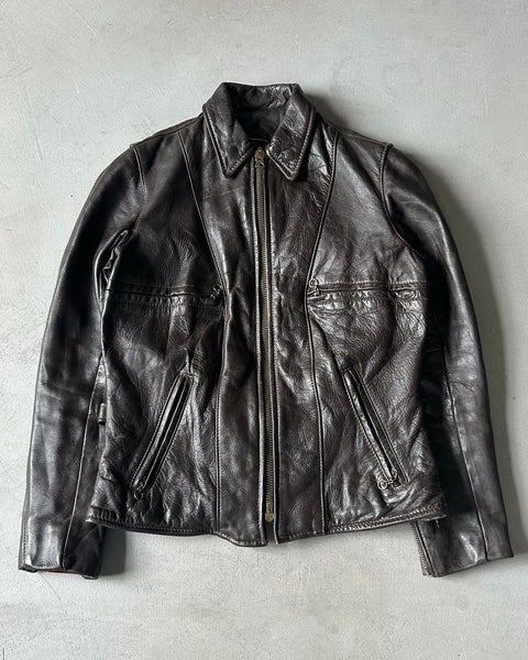 1990s - Dark Brown Vanson Leather Jacket - (W)XS