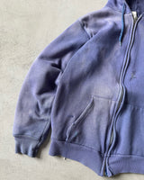 1970s - Distressed Lilac Thermal Lined Zip Up Hoodie - S