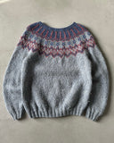 1970s - Blue/Red Nordic Wool Sweater - L/XL