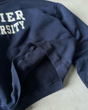 1990s - Navy Xavier University Russell Cropped Light Hoodie - M