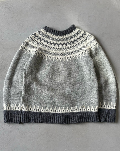 1980s - Grey Nordic Wool Sweater - M