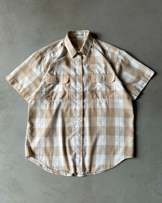 1980s - Beige/White Plaid Shirt - (W)L