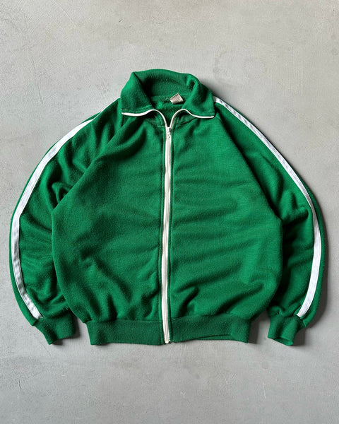 1970s - Green/White Acrylic Track Jacket - M