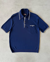 1980s - Navy/White Polo - L