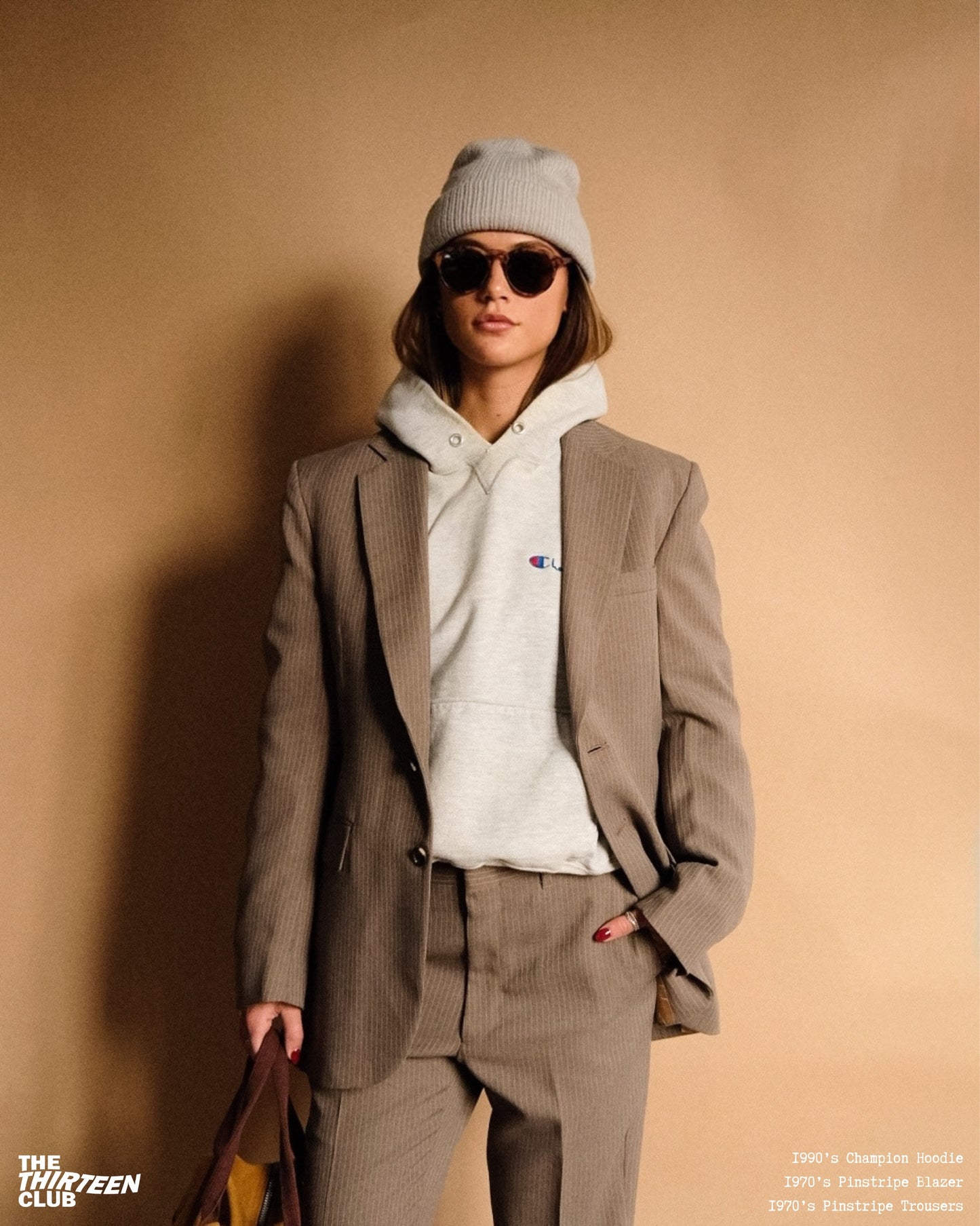 1990s - Ash Grey Champion Hoodie - S