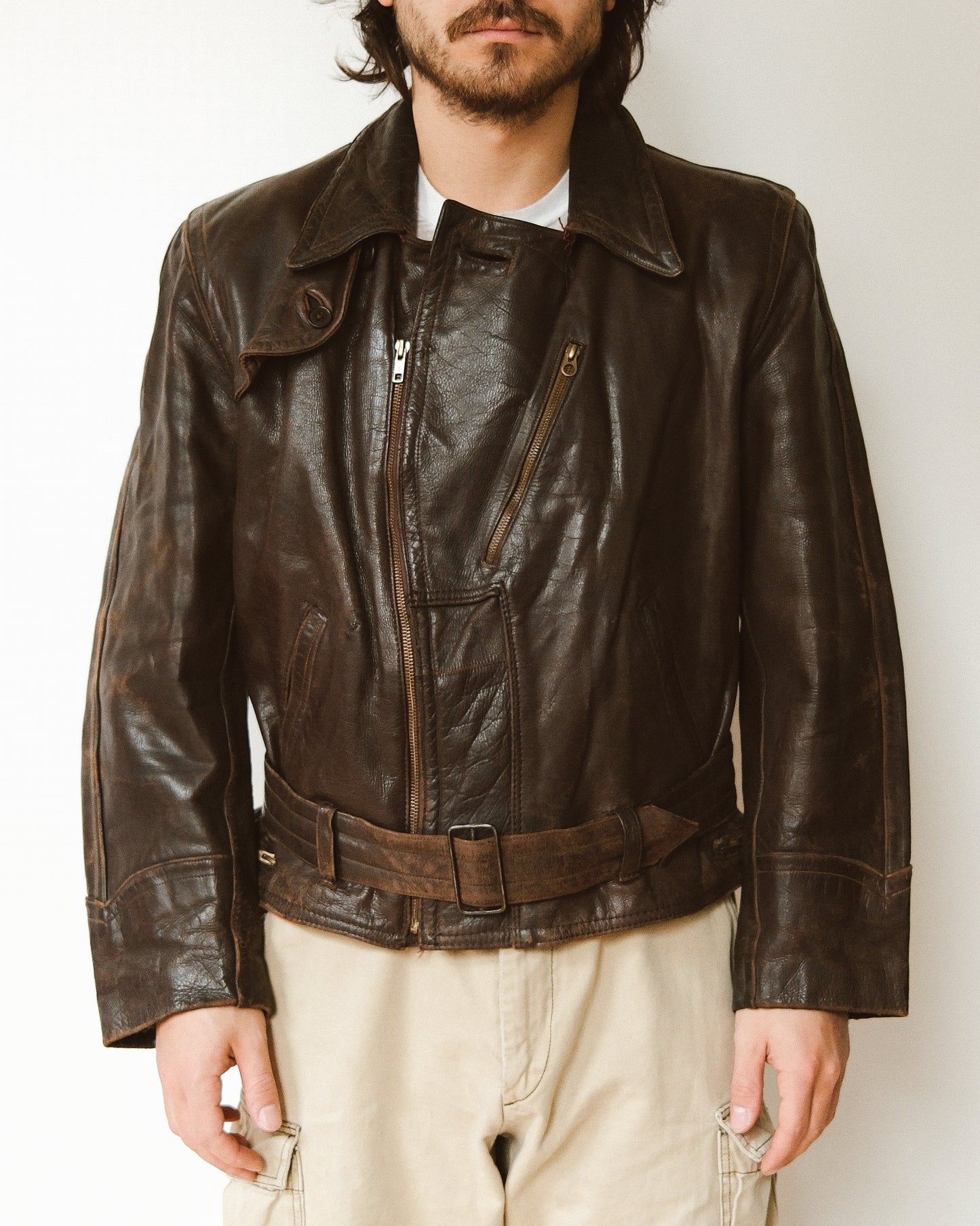 1940s - Dark Brown Elva German Leather Jacket - M/L