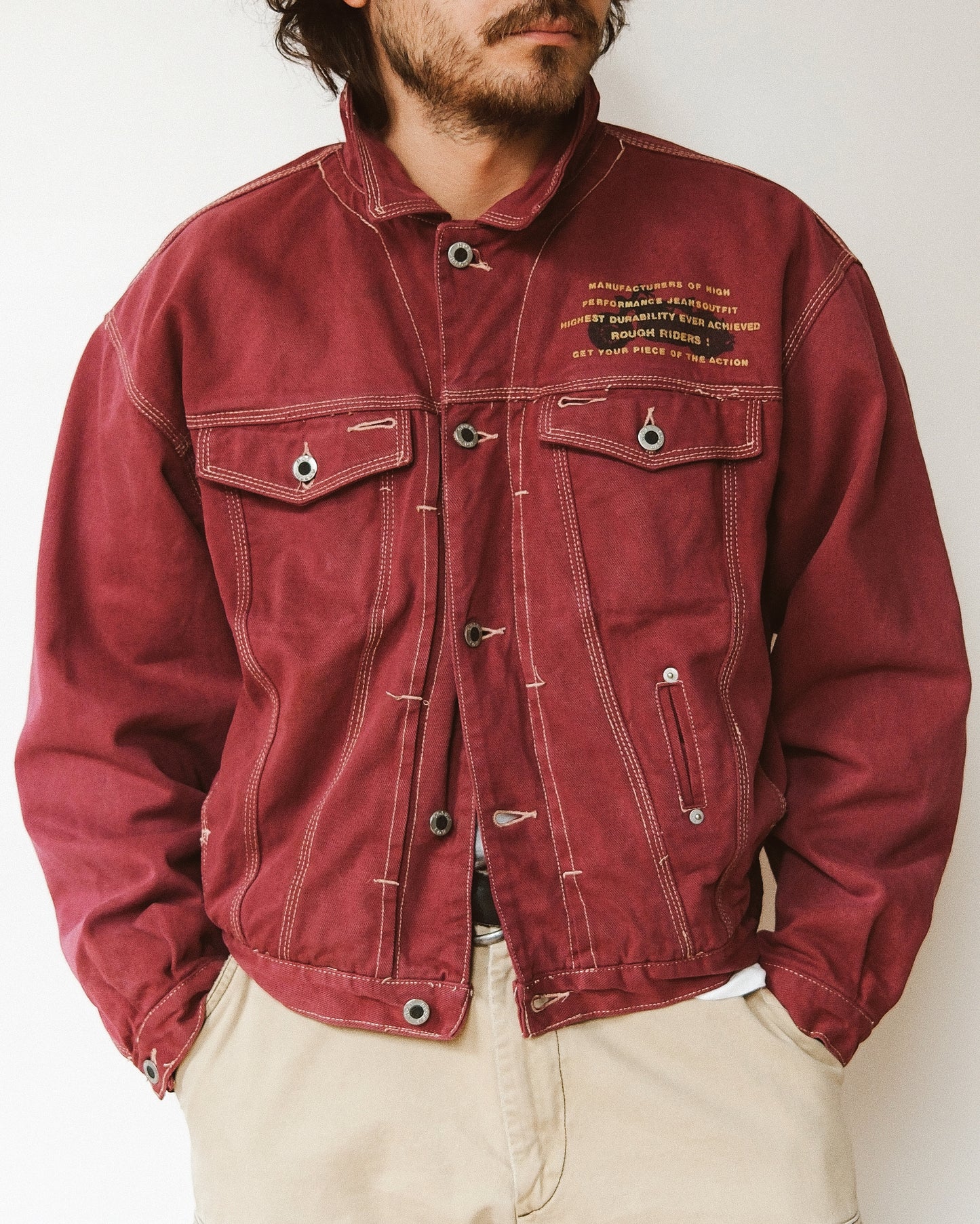 1990s - Cranberry Hot Gossip Trucker Jacket - M