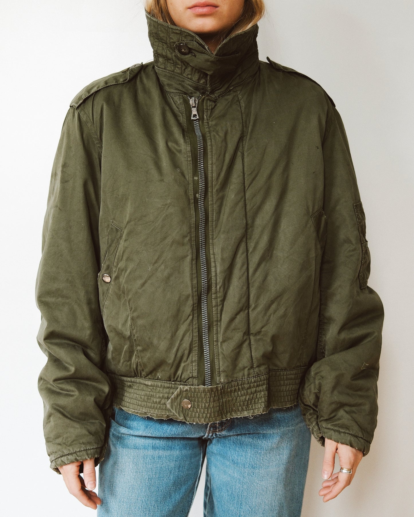 1960s - Distressed Green French Air Force Jacket - S/M
