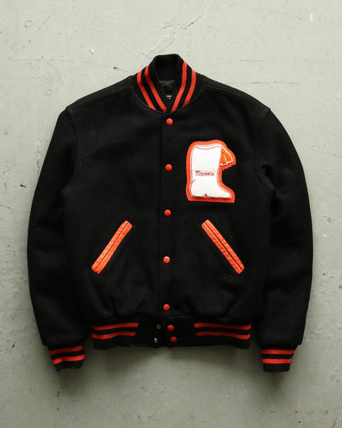 1990s - Black/Orange "Bethettes" Varsity Jacket - M