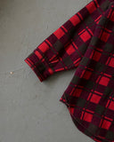 1960s/1970s - Burgundy/Charcoal Thick Plaid Flannel - M