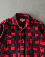 1960s/1970s - Burgundy/Charcoal Thick Plaid Flannel - M