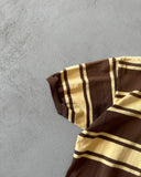 1970s - Brown/Yellow Striped Polo - S