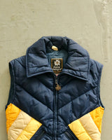 1980s - Navy/Yellow Ski Puffer Vest - XS