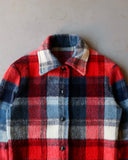 1970s - Blue/Red Plaid Wool Shacket - S