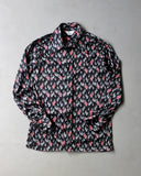 1970s - Black/Red Paisley Disco Button Up - M