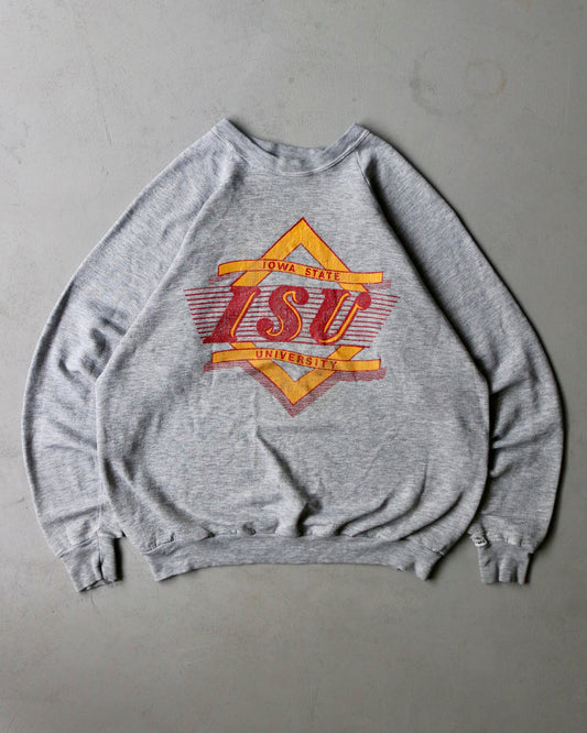 1980s - Distressed Grey "Iowa" Crewneck - M/L