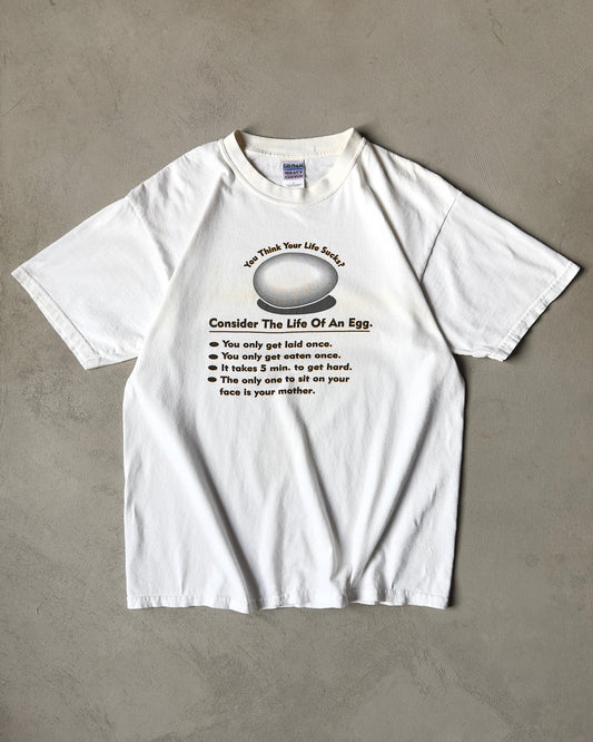 2000s - White "The Life Of An Egg" T-Shirt - M/L