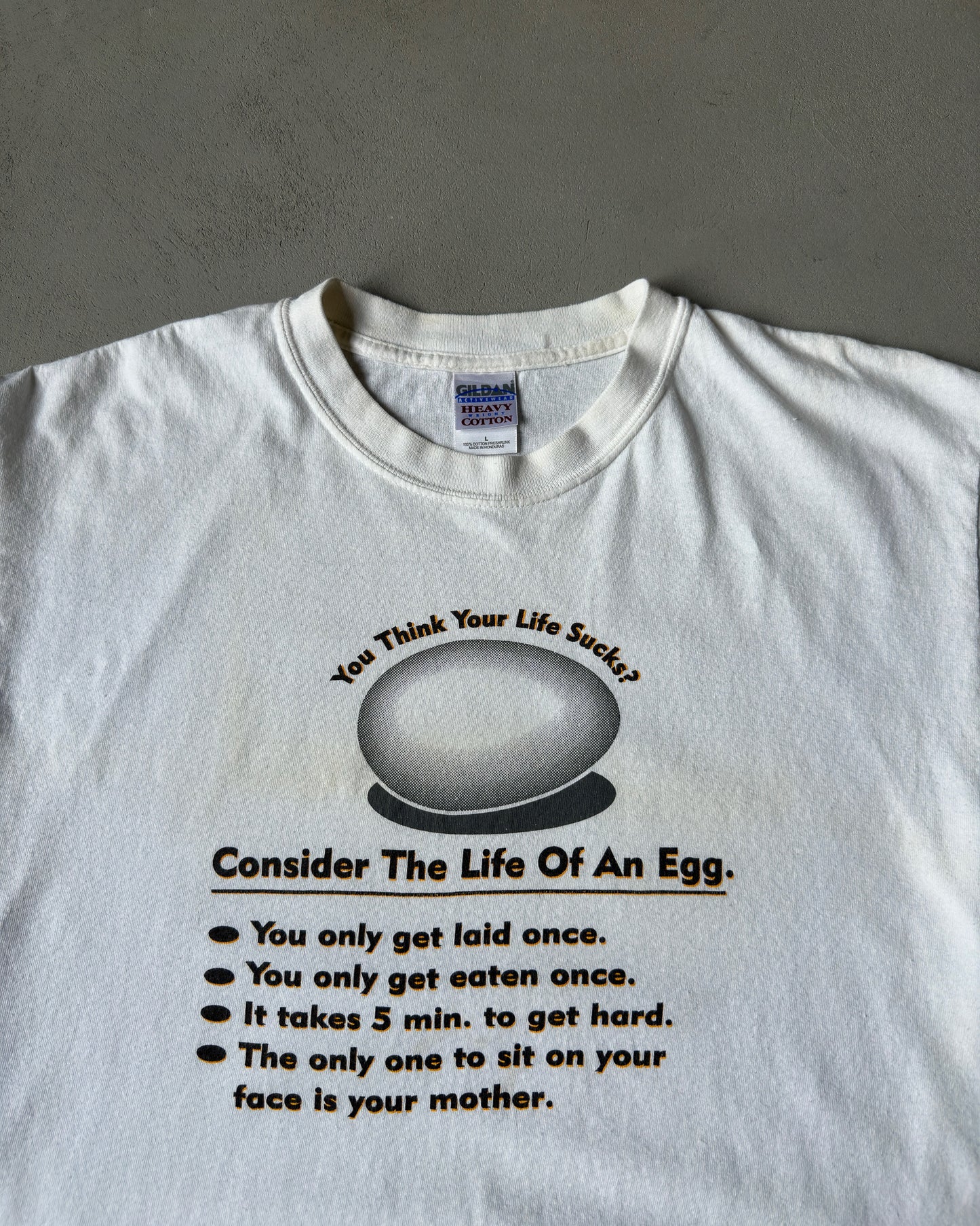 2000s - White "The Life Of An Egg" T-Shirt - M/L