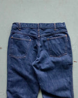 1970s - Dark Indigo Flared Jeans - 33x30
