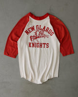 1970s - White/Red "Knights" Russell Baseball Tee - S/M