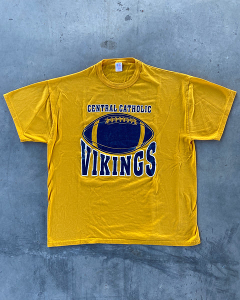 2000s - Yellow Russell "Vikings" Graphic T-Shirt - XL