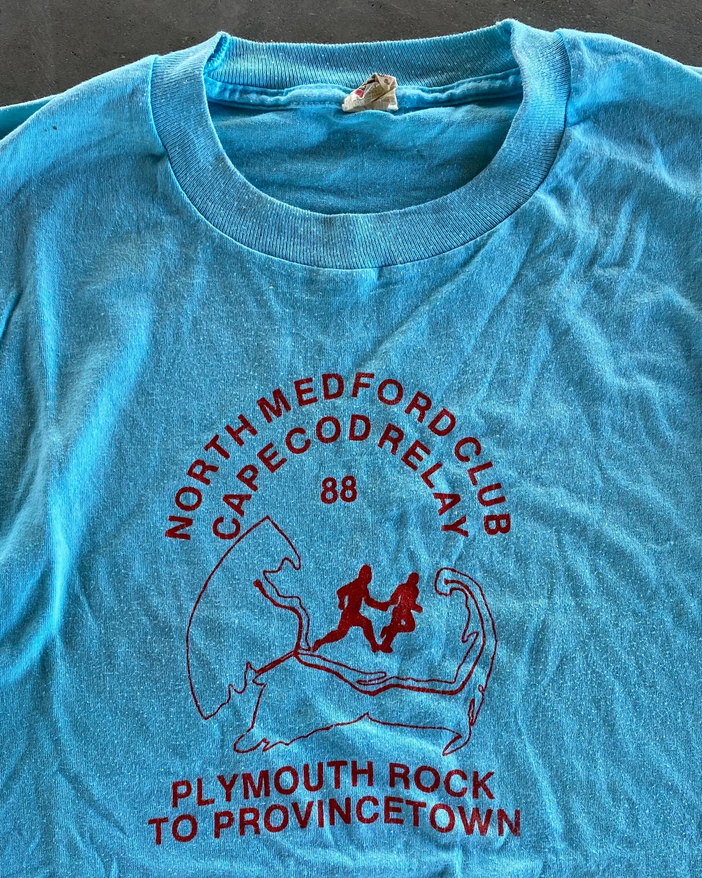 1980s - Light Blue "Plymouth Rock" Running T-Shirt - M/L