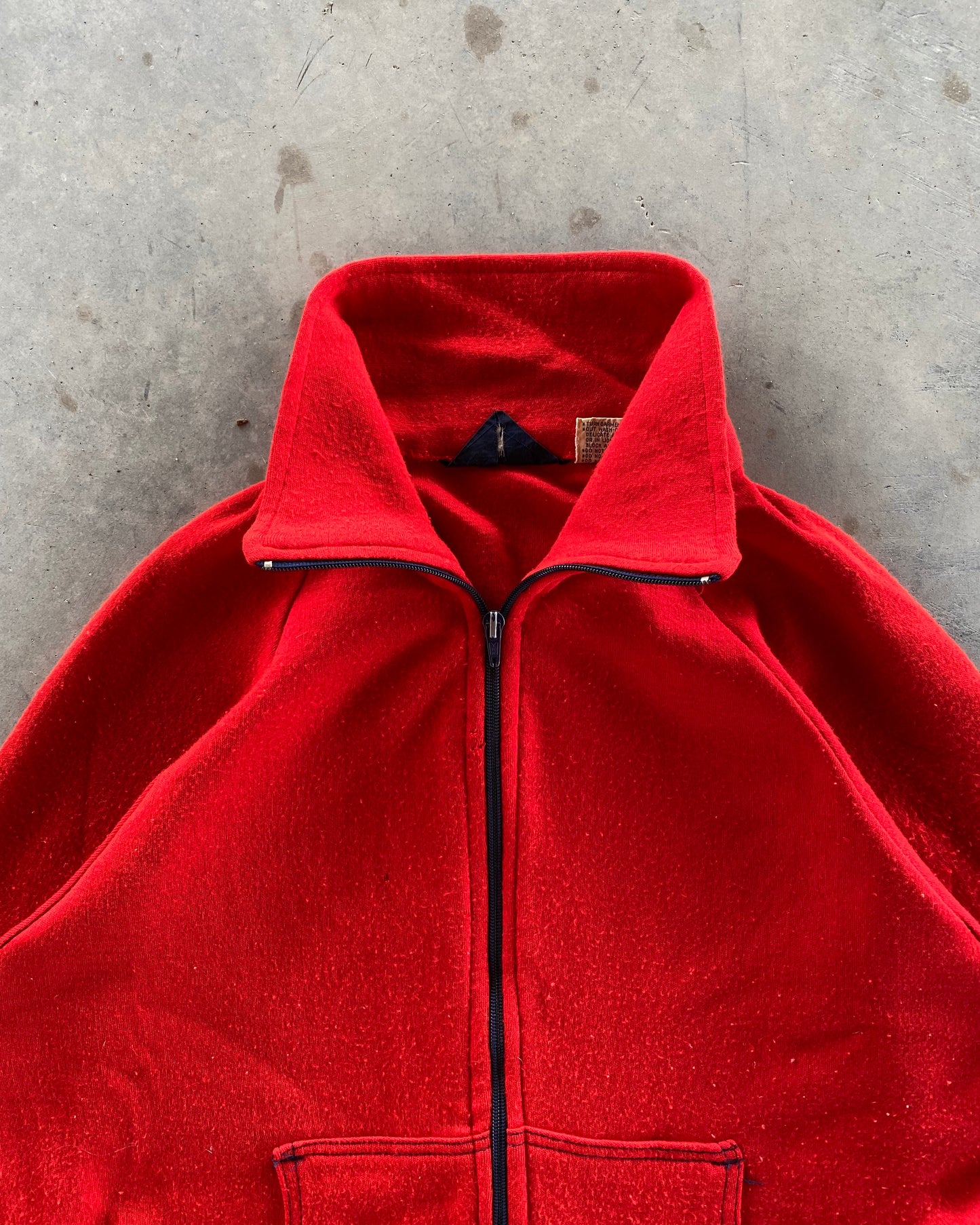 1970s - Red JC Penney Acrylic Zip-up - M