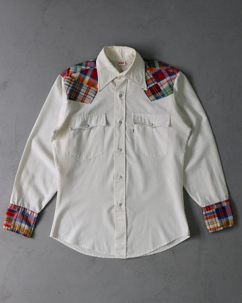 1970s - EggShell Levi's Pearl Snap Button Up - S