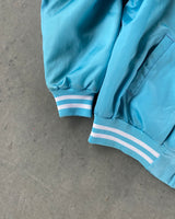 1990s - Sky Blue Patriots Satin Bomber Jacket - XL