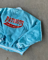 1990s - Sky Blue Patriots Satin Bomber Jacket - XL