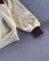 1970s - Yellow/Brown Striped V-Neck Sweatshirt - XS