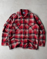 1970s - Red/Grey Pendleton Wool Plaid Flannel - M/L