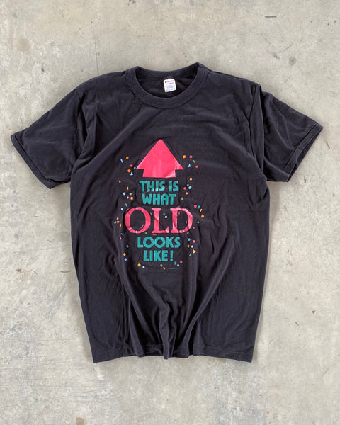 1980s - Black "OLD" Champion T-Shirt - L