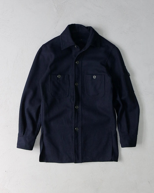 1970s - Navy French Work Wool Shirt - XS