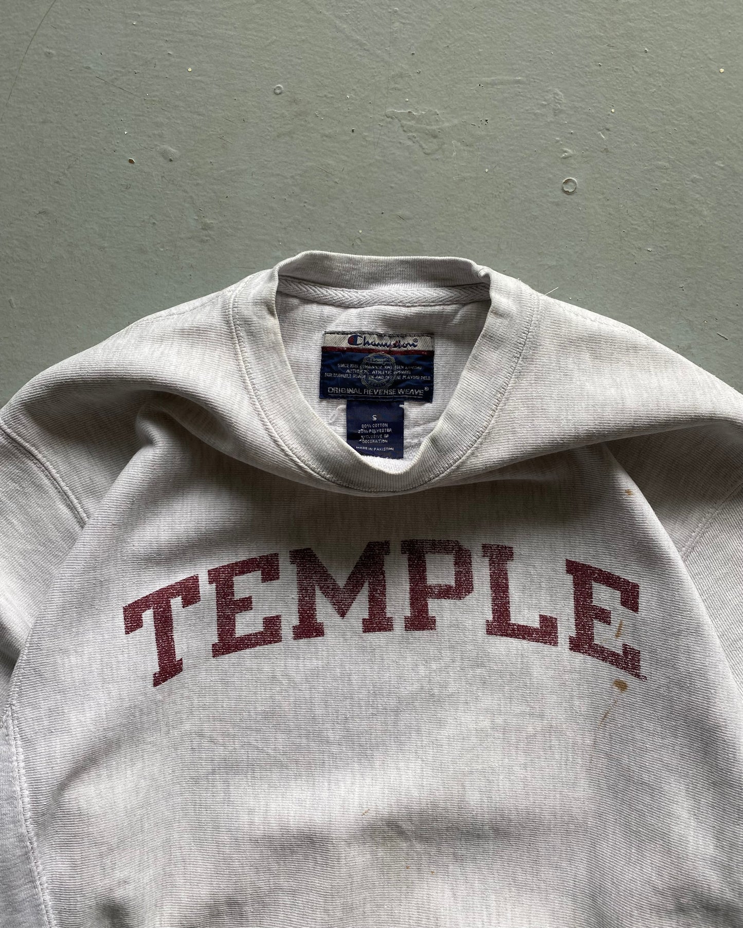 2000s - Heather Grey "Temple" Champion RW Crewneck - S