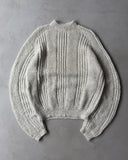 1980s - Light Grey Hand Knit Wool Sweater - XL/XXL