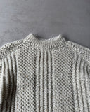 1980s - Light Grey Hand Knit Wool Sweater - XL/XXL