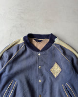 1950s - Distressed Blue/Navy Hutton Hill Varsity Jacket - M